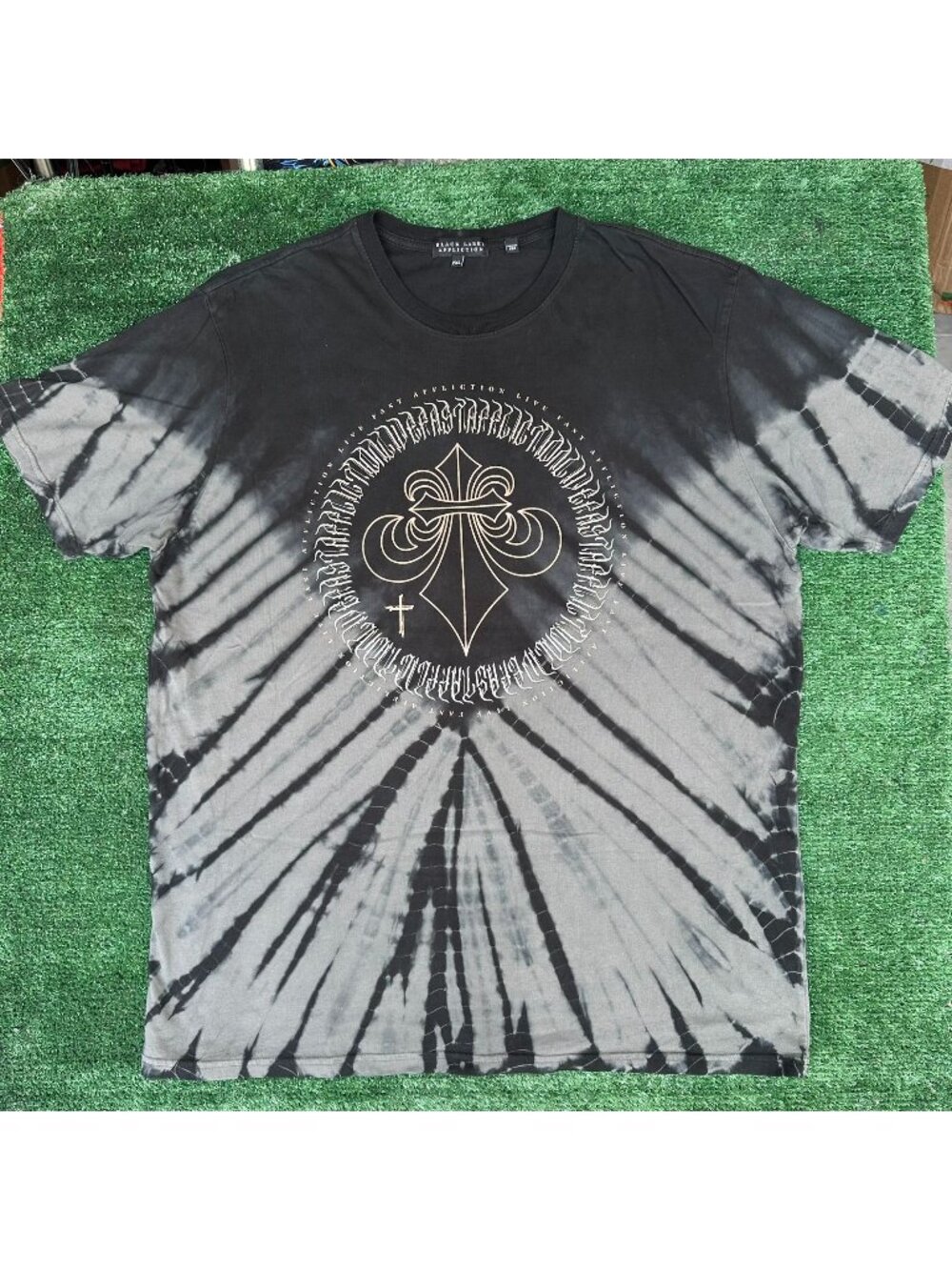 Vintage Y2K Affliction Black Label Mavi T-Shirt Black XXL Tie Dye Gothic Biker